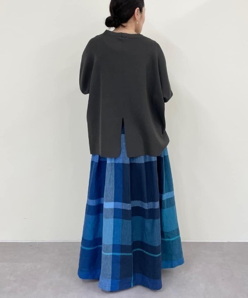 BEARDSLEY（ビアズリー）の「リネンビッグチェックスカート（スカート・レディース・ブルー・FREE）」の3枚目の写真