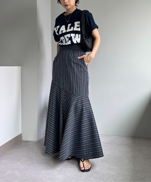 CAPRICIEUX LE'MAGE（カプリシューレマージュ）の「ストライプマーメイドスカート（スカート・レディース・ホワイト/ベージュ/ネイビー・FREE）」の18枚目の写真