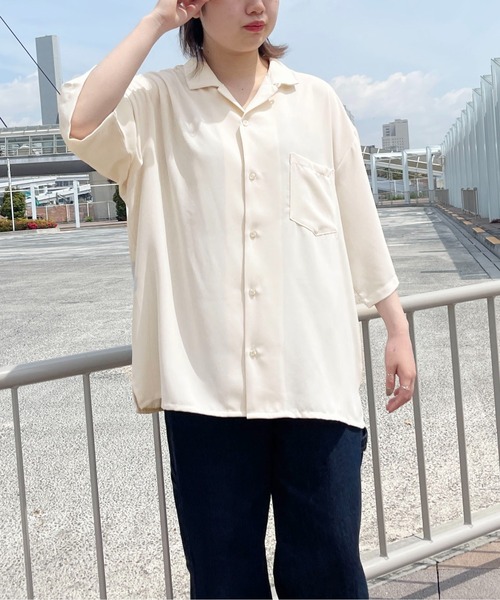 PairPair（ペアペア）の「BASICオープンカラーシャツ(ユニセックス)（シャツ/ブラウス・メンズ・グリーン/アイボリー/ブルー系・MEDIUM/LARGE）」の7枚目の写真