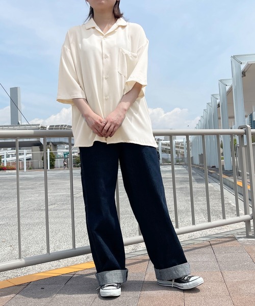 PairPair（ペアペア）の「BASICオープンカラーシャツ(ユニセックス)（シャツ/ブラウス・メンズ・グリーン/アイボリー/ブルー系・MEDIUM/LARGE）」の6枚目の写真