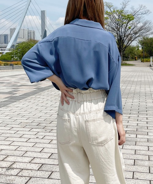 ブラウス シャツ ユニセックス ブルーマーブル オープンカラーシャツ レディース メンズ PairPair（ペアペア）の「BASICオープンカラーシャツ(ユニ