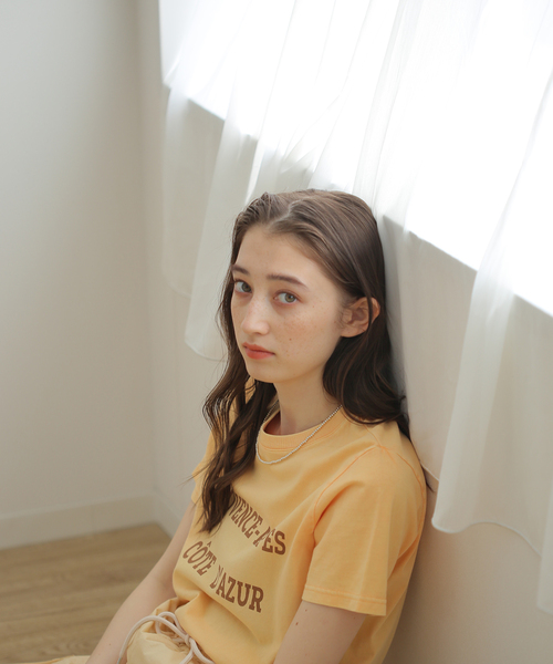 B.C STOCK(ベーセーストック)の「snowウォッシュロゴTシャツ(Tシャツ/カットソー・レディース・ブラウン/パープル/オレンジ・FREE)」の4枚目の写真