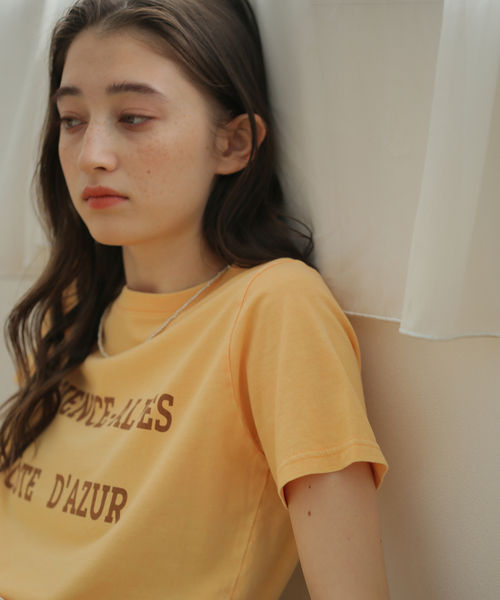 B.C STOCK(ベーセーストック)の「snowウォッシュロゴTシャツ(Tシャツ/カットソー・レディース・ブラウン/パープル/オレンジ・FREE)」の5枚目の写真