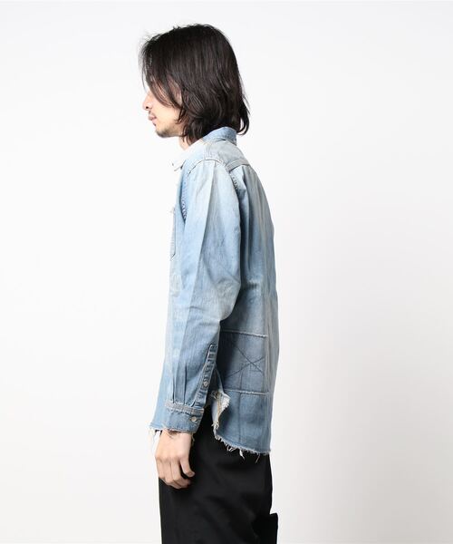 Rinajour（リナジュール）の「Rinajour(リナジュール)リペアデニムシャツ（シャツ/ブラウス・メンズ・ライトインディゴブルー・SMALL/MEDIUM）」の2枚目の写真