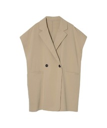 [低身長サイズ有]クレープノースリーブジレジャケット