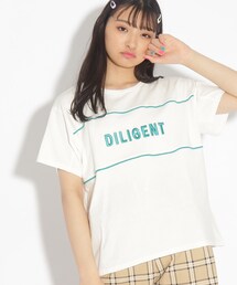 PINK-latte | 【コットン100％】3DロゴししゅうTシャツ(Tシャツ/カットソー)