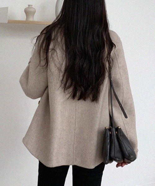 Dream garden（ドリームガーデン）の「YUGA 　ダブル　ショートコート（チェスターコート・レディース・ベージュ/ブラウン・FREE）」の19枚目の写真