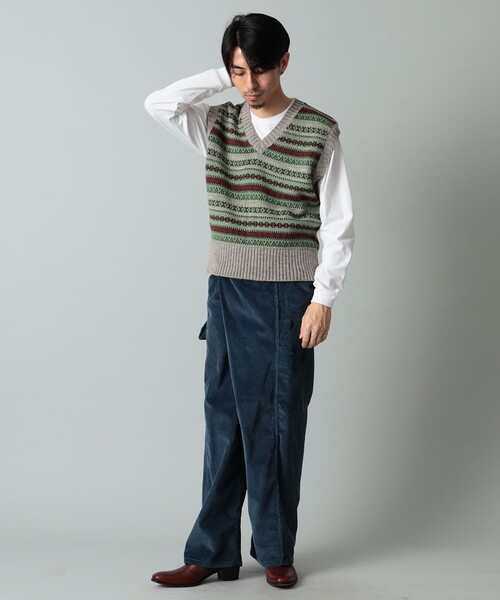 International Gallery BEAMS（インターナショナルギャラリービームス）の「J.J MERCER × International Gallery BEAMS / 別注 フェアアイルベスト（ニット/セーター・メンズ・オレンジ/ブラウン系その他・SMALL/MEDIUM/LARGE）」の3枚目の写真