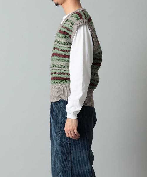 International Gallery BEAMS（インターナショナルギャラリービームス）の「J.J MERCER × International Gallery BEAMS / 別注 フェアアイルベスト（ニット/セーター・メンズ・オレンジ/ブラウン系その他・SMALL/MEDIUM/LARGE）」の5枚目の写真