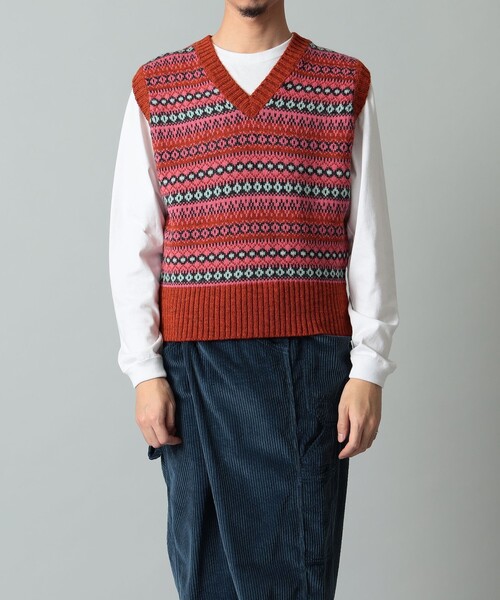 International Gallery BEAMS（インターナショナルギャラリービームス）の「J.J MERCER × International Gallery BEAMS / 別注 フェアアイルベスト（ニット/セーター・メンズ・オレンジ/ブラウン系その他・SMALL/MEDIUM/LARGE）」の12枚目の写真