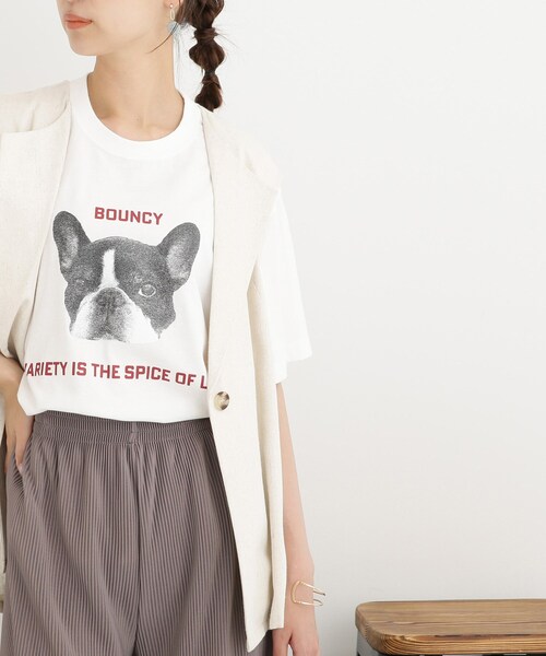 Cutie Blonde（キューティーブロンド）の「◆【S-L】アニマルプリントTシャツ（Tシャツ/カットソー・レディース・ブラック/オフホワイト/グリーン/ベージュ系その他3/ホワイト系3/ピンク系・01/02/03）」の2枚目の写真