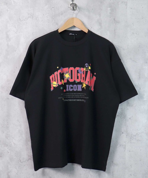 美品✨ PVOT ビッグロゴ プリントTシャツ ブラック Sサイズ セール】ビッグシルエットプリントTシャツ（Tシャツ/カットソー