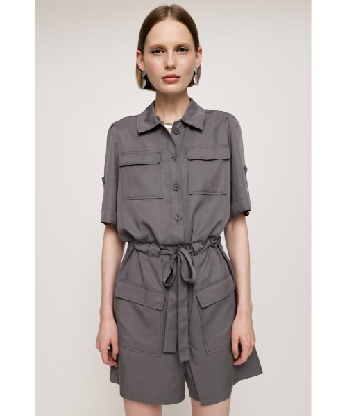 SLY（スライ）の「MILITARY S/ROMPERS ミリタリー ショート ロンパース（つなぎ/オールインワン・レディース・ブラック/グレー/ライトイエロー・FREE）」の6枚目の写真