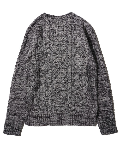 ADPOSION（アドポーション）の「ケーブル編みクルーネックニット（ニット/セーター・メンズ・ブラック系1/グリーン/ネイビー/ブラック/ホワイト系1/オフホワイト/グレー/杢グレー・MEDIUM/LARGE/X-LARGE）」の15枚目の写真