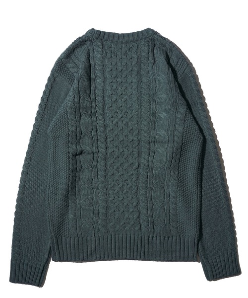 ADPOSION（アドポーション）の「ケーブル編みクルーネックニット（ニット/セーター・メンズ・ブラック系1/グリーン/ネイビー/ブラック/ホワイト系1/オフホワイト/グレー/杢グレー・MEDIUM/LARGE/X-LARGE）」の13枚目の写真