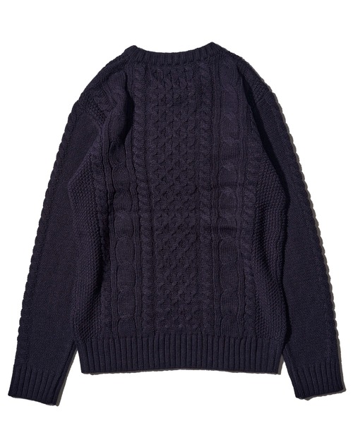 ADPOSION（アドポーション）の「ケーブル編みクルーネックニット（ニット/セーター・メンズ・ブラック系1/グリーン/ネイビー/ブラック/ホワイト系1/オフホワイト/グレー/杢グレー・MEDIUM/LARGE/X-LARGE）」の11枚目の写真