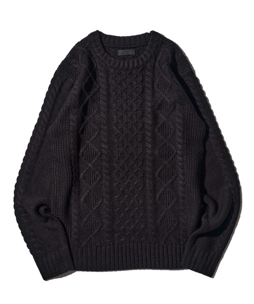 ADPOSION（アドポーション）の「ケーブル編みクルーネックニット（ニット/セーター・メンズ・ブラック系1/グリーン/ネイビー/ブラック/ホワイト系1/オフホワイト/グレー/杢グレー・MEDIUM/LARGE/X-LARGE）」の22枚目の写真