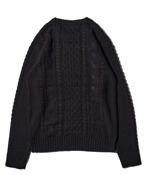 ADPOSION（アドポーション）の「ケーブル編みクルーネックニット（ニット/セーター・メンズ・ブラック系1/グリーン/ネイビー/ブラック/ホワイト系1/オフホワイト/グレー/杢グレー・MEDIUM/LARGE/X-LARGE）」の21枚目の写真
