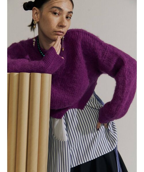 UN3D.(アンスリード)の「モヘアショートニット(ニット/セーター・レディース・ブラック/パープル/グレー/ライム/ブルー・FREE)」の5枚目の写真