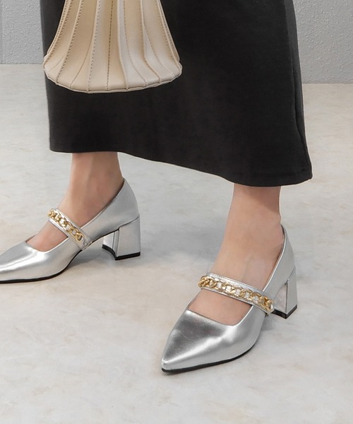 alala(アララ)の「GDチェーンメリージェーンポインテッド(パンプス・レディース・ブラック/ピンク/シルバー/グリーン・LL/S/M/L)」の18枚目の写真