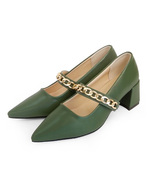 alala(アララ)の「GDチェーンメリージェーンポインテッド(パンプス・レディース・ブラック/ピンク/シルバー/グリーン・LL/S/M/L)」の17枚目の写真