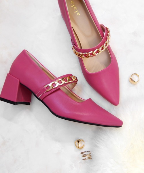 alala(アララ)の「GDチェーンメリージェーンポインテッド(パンプス・レディース・ブラック/ピンク/シルバー/グリーン・LL/S/M/L)」の22枚目の写真