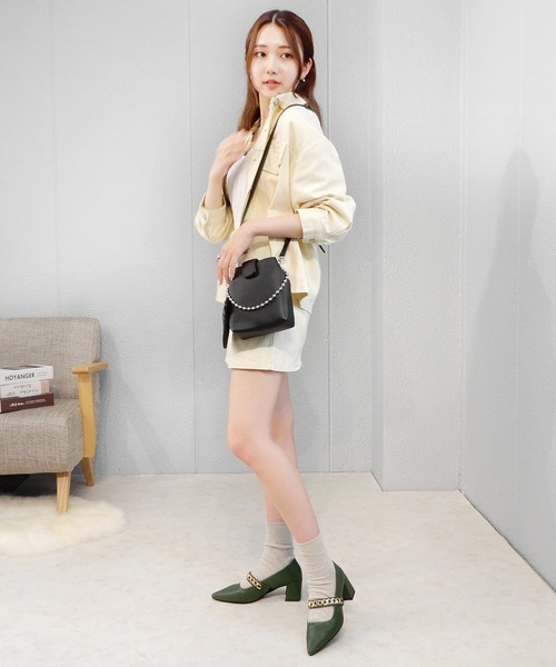 alala(アララ)の「GDチェーンメリージェーンポインテッド(パンプス・レディース・ブラック/ピンク/シルバー/グリーン・LL/S/M/L)」の13枚目の写真