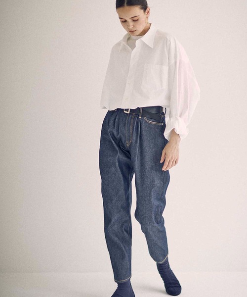 SEA（シー）の「藍染 セルヴィッチ ワサビデニム（デニムパンツ・レディース・ネイビー・1/0）」の2枚目の写真