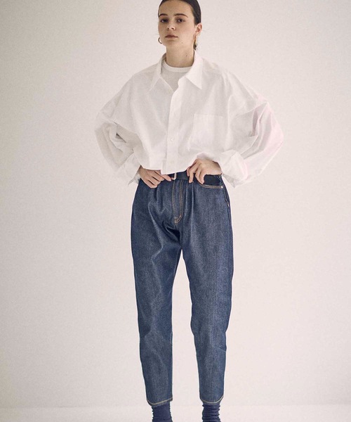 SEA（シー）の「藍染 セルヴィッチ ワサビデニム（デニムパンツ・レディース・ネイビー・1/0）」の3枚目の写真