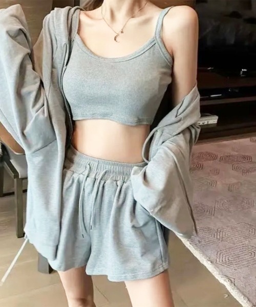 PRIVATE BEACH(プライベートビーチ)の「3点セットルームウェア BIGシルエットパーカー&キャミソール&ショートパンツ(ルームウェア/パジャマ・レディース・ネイビー/ホワイト/ブラック/グレー・MEDIUM/LARGE/X-LARGE)」の20枚目の写真