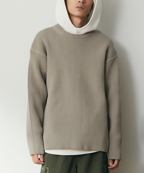 CRAFT STANDARD BOUTIQUE(クラフトスタンダードブティック)の「ライトニットリブBIGプルオーバー *◆(ニット/セーター・メンズ・ブラック/アイボリー/モカ・LL/M/L)」の3枚目の写真