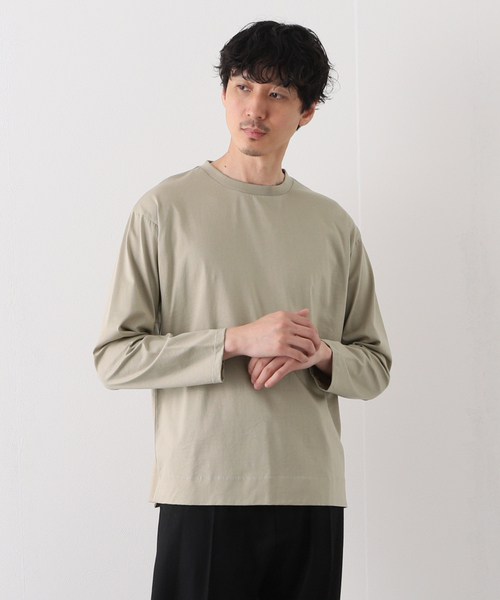 EDIFICE SELECT(エディフィスセレクト)の「シルキー コットン 長袖 Tシャツ(Tシャツ/カットソー・メンズ・ホワイト/チャコールグレー/ベージュ/ライトグリーン・MEDIUM/LARGE)」の3枚目の写真