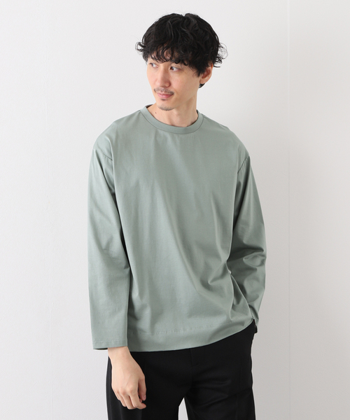 EDIFICE SELECT(エディフィスセレクト)の「シルキー コットン 長袖 Tシャツ(Tシャツ/カットソー・メンズ・ホワイト/チャコールグレー/ベージュ/ライトグリーン・MEDIUM/LARGE)」の4枚目の写真