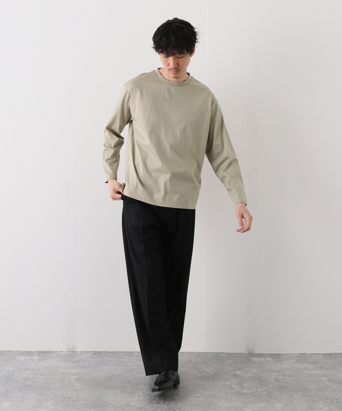 EDIFICE SELECT(エディフィスセレクト)の「シルキー コットン 長袖 Tシャツ(Tシャツ/カットソー・メンズ・ホワイト/チャコールグレー/ベージュ/ライトグリーン・MEDIUM/LARGE)」の9枚目の写真