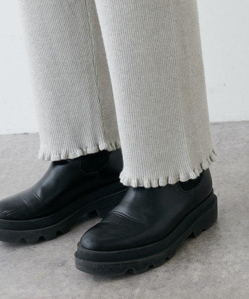 PUAL CE CIN（ピュアルセシン）の「リブニットパンツ（その他パンツ・レディース・ブラック/オフホワイト/グレイッシュベージュ・FREE）」の12枚目の写真