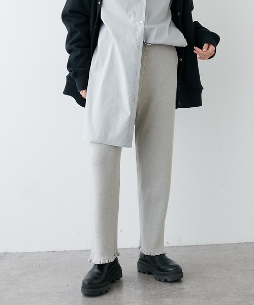 PUAL CE CIN（ピュアルセシン）の「リブニットパンツ（その他パンツ・レディース・ブラック/オフホワイト/グレイッシュベージュ・FREE）」の19枚目の写真