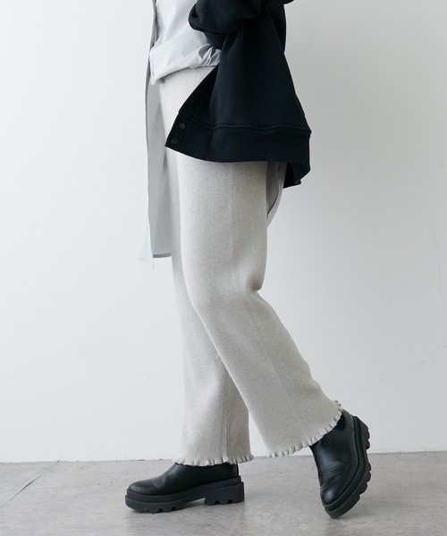 PUAL CE CIN（ピュアルセシン）の「リブニットパンツ（その他パンツ・レディース・ブラック/オフホワイト/グレイッシュベージュ・FREE）」の20枚目の写真