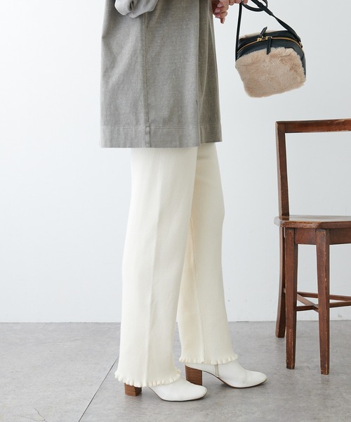 PUAL CE CIN（ピュアルセシン）の「リブニットパンツ（その他パンツ・レディース・ブラック/オフホワイト/グレイッシュベージュ・FREE）」の17枚目の写真