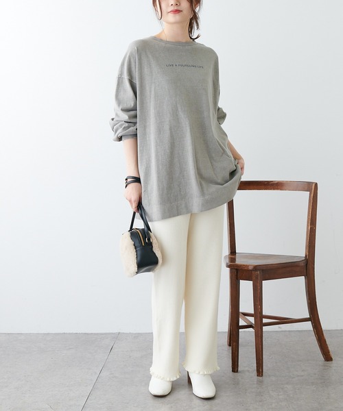 PUAL CE CIN（ピュアルセシン）の「リブニットパンツ（その他パンツ・レディース・ブラック/オフホワイト/グレイッシュベージュ・FREE）」の16枚目の写真