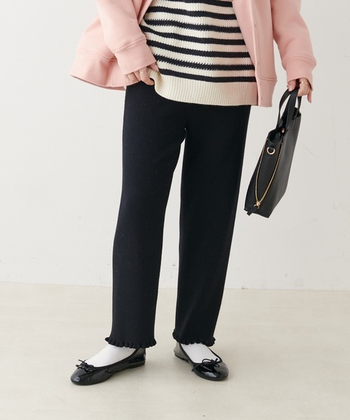 PUAL CE CIN（ピュアルセシン）の「リブニットパンツ（その他パンツ・レディース・ブラック/オフホワイト/グレイッシュベージュ・FREE）」の8枚目の写真