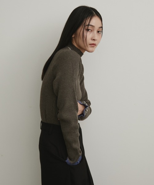 セール】【ロングセラー!】ハイネックミックスリブニット(ニット セール】【ロングセラー!】ハイネックミックスリブニット(ニット