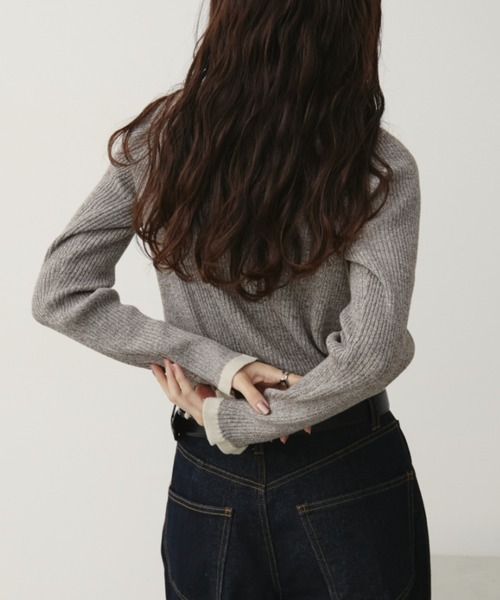 セール】【ロングセラー!】ハイネックミックスリブニット(ニット セール】【ロングセラー!】ハイネックミックスリブニット(ニット