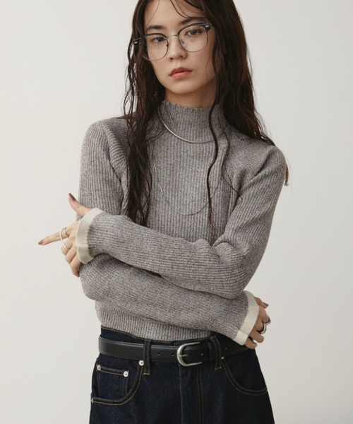 セール】【ロングセラー！】ハイネックミックスリブニット（ニット