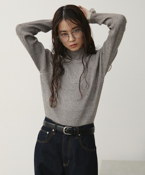 セール】【ロングセラー！】ハイネックミックスリブニット（ニット