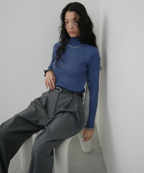 セール】【ロングセラー！】ハイネックミックスリブニット（ニット