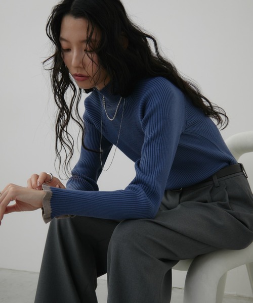 セール】【ロングセラー！】ハイネックミックスリブニット（ニット