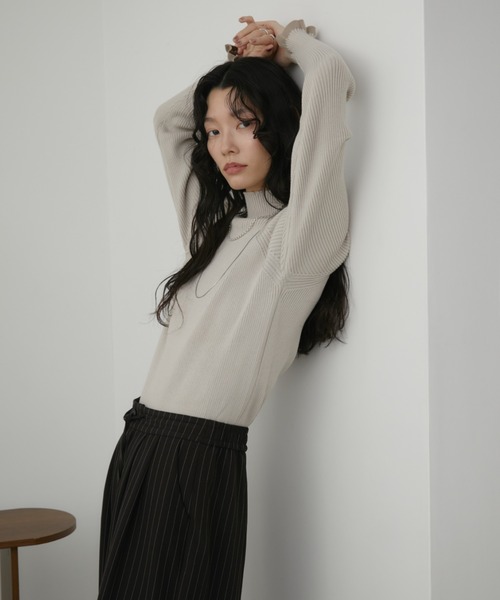 セール】【ロングセラー！】ハイネックミックスリブニット（ニット