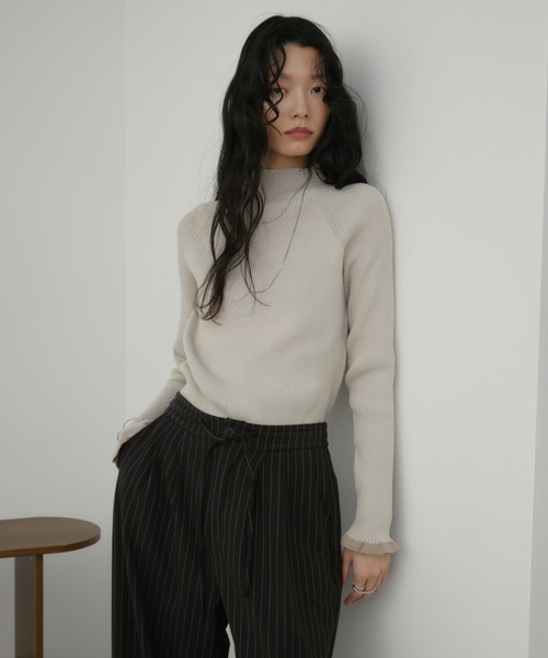 セール】【ロングセラー！】ハイネックミックスリブニット（ニット