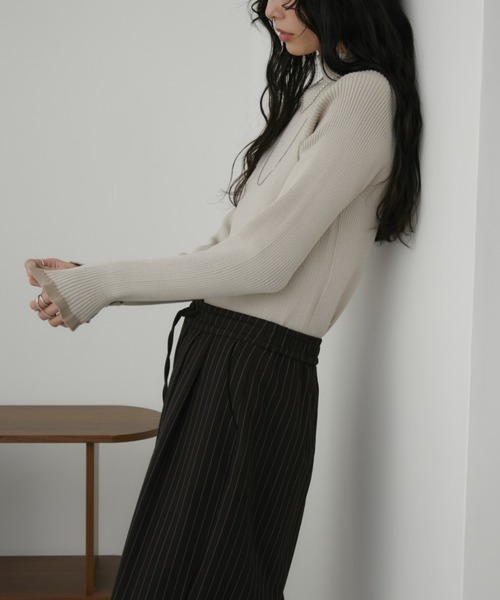 セール】【ロングセラー！】ハイネックミックスリブニット（ニット