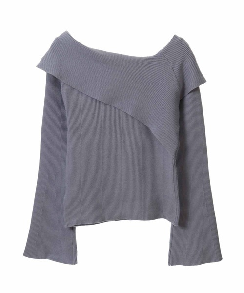 31 Sons de mode(トランテアン ソン ドゥ モード)の「アシメデザインフレアスリーブニット(ニット/セーター・レディース・ブラック/オフホワイト/サックスブルー・36)」の13枚目の写真